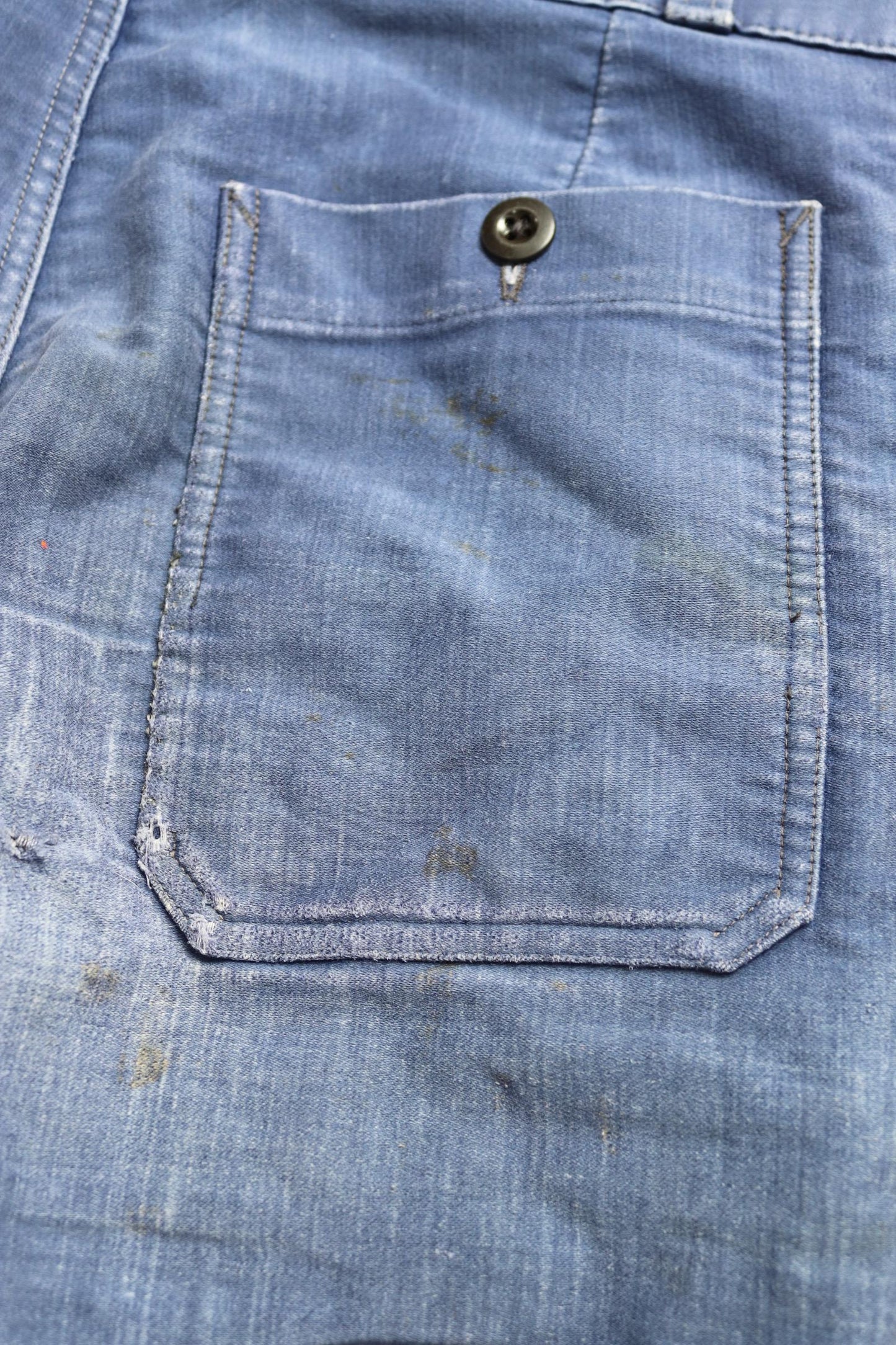 Vintage 1930s 40s French workwear trousers - Le Mont St Michel chore pants - blue moleskin - darned and repaired - 31” x 25”