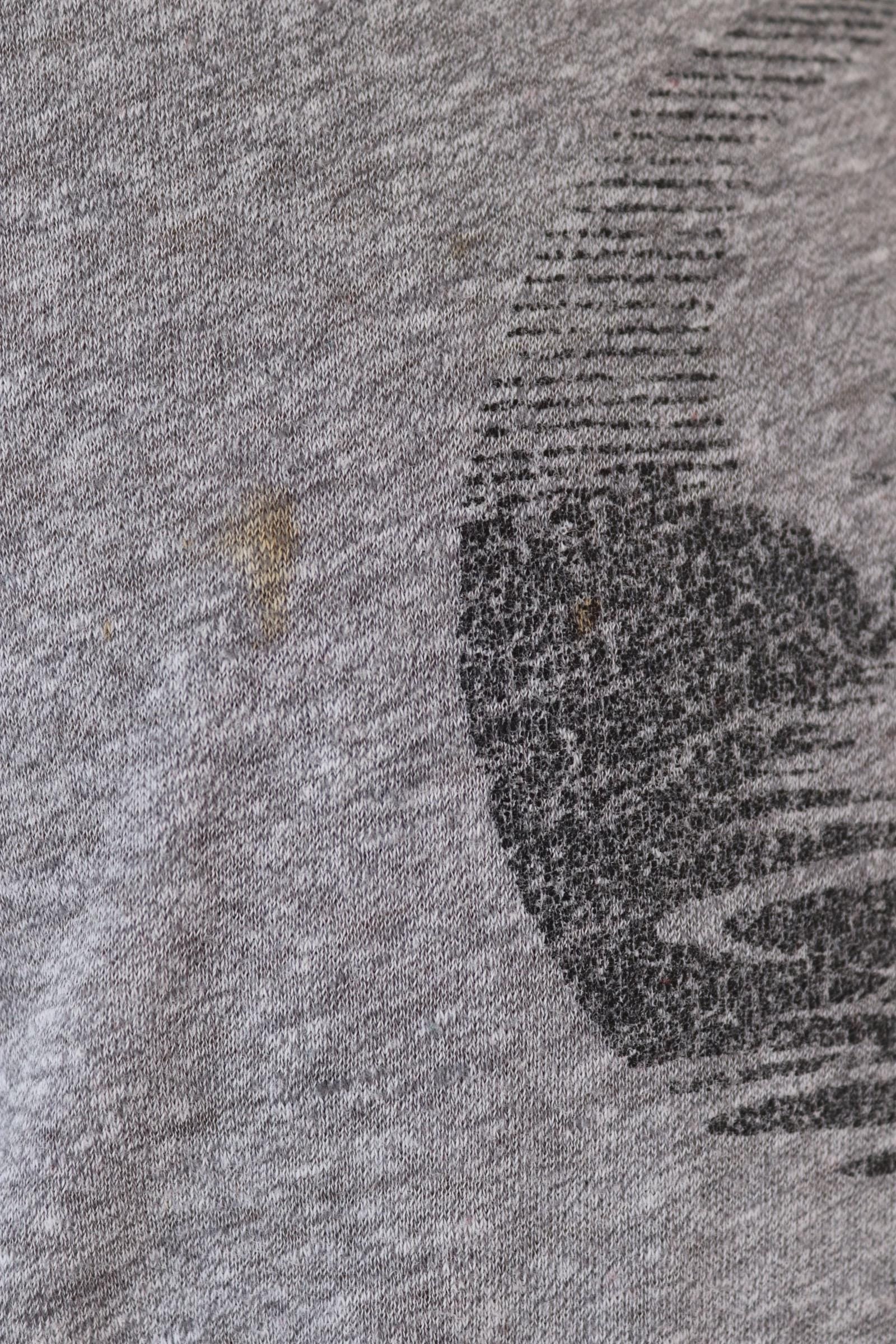 Vintage 1970s 80s grey marl t shirt - geochem crew - water bird print - 41” chest