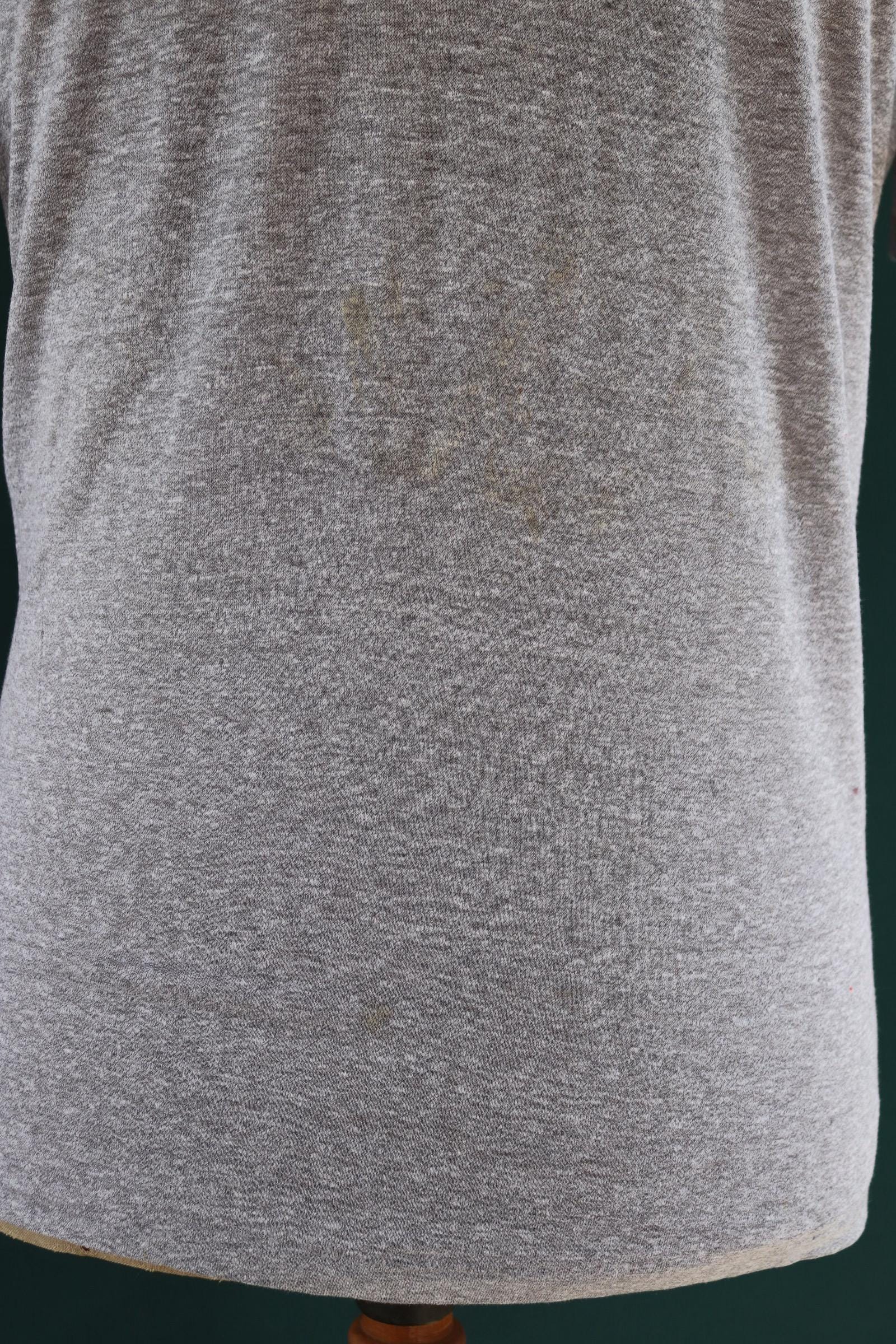 Vintage 1970s 80s grey marl t shirt - geochem crew - water bird print - 41” chest