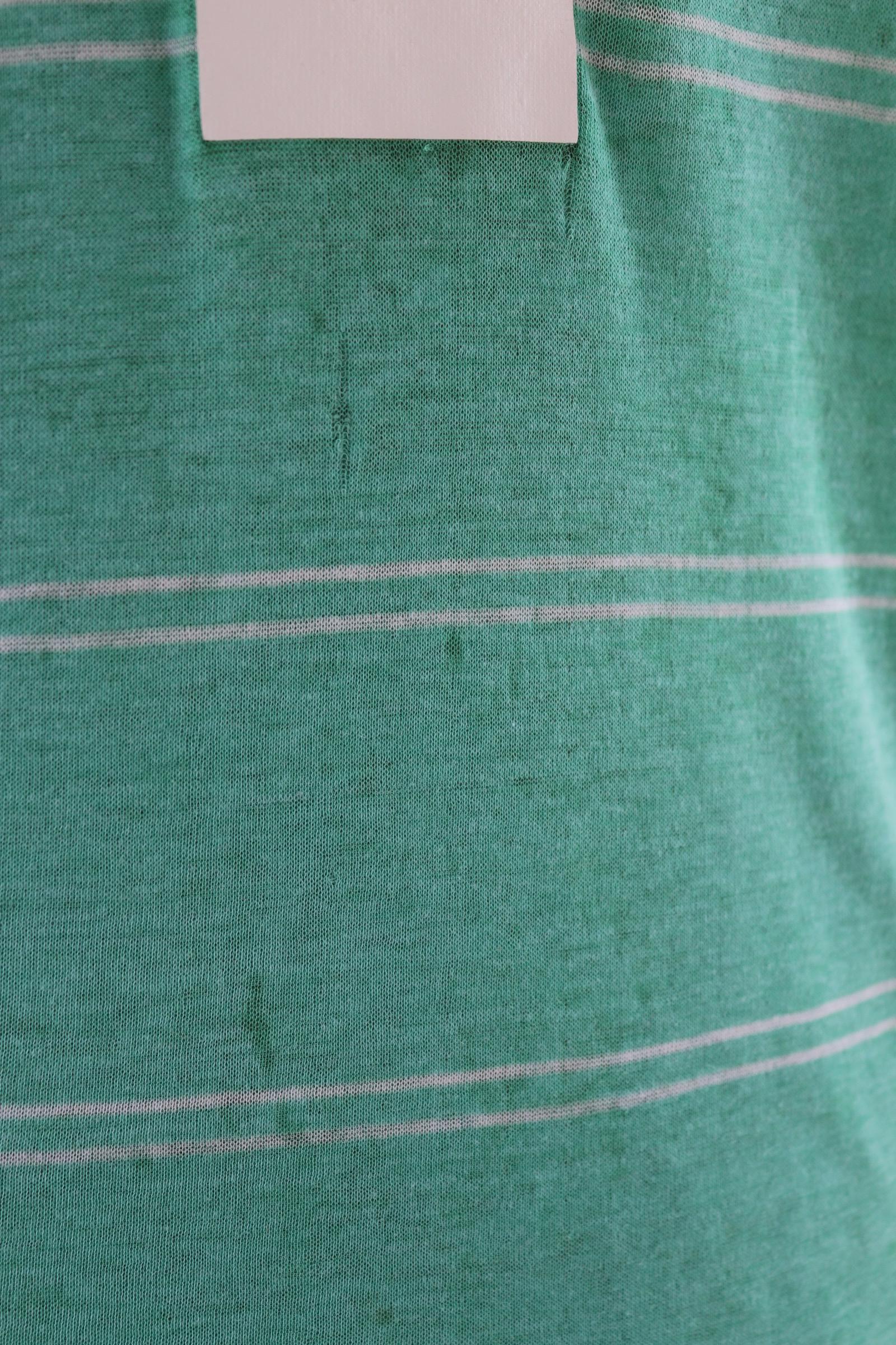 Vintage 1980s Le Coq Sportif soccer t shirt - green striped tee - 44” chest