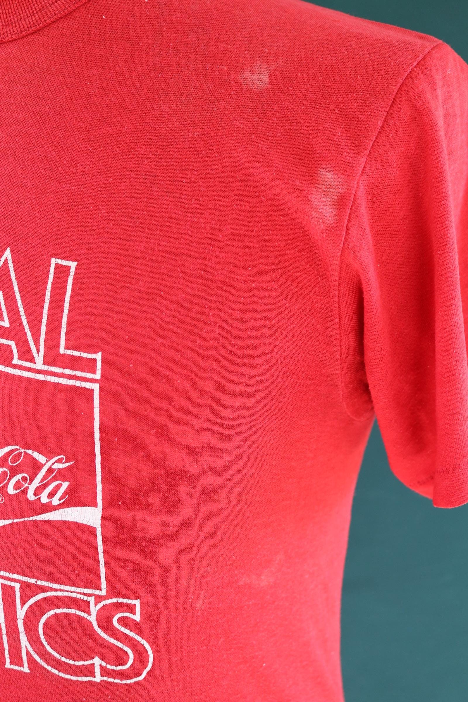 Vintage 1980s Special Olympics volunteer t shirt - Coca Cola print - faded red tee - 36” chest