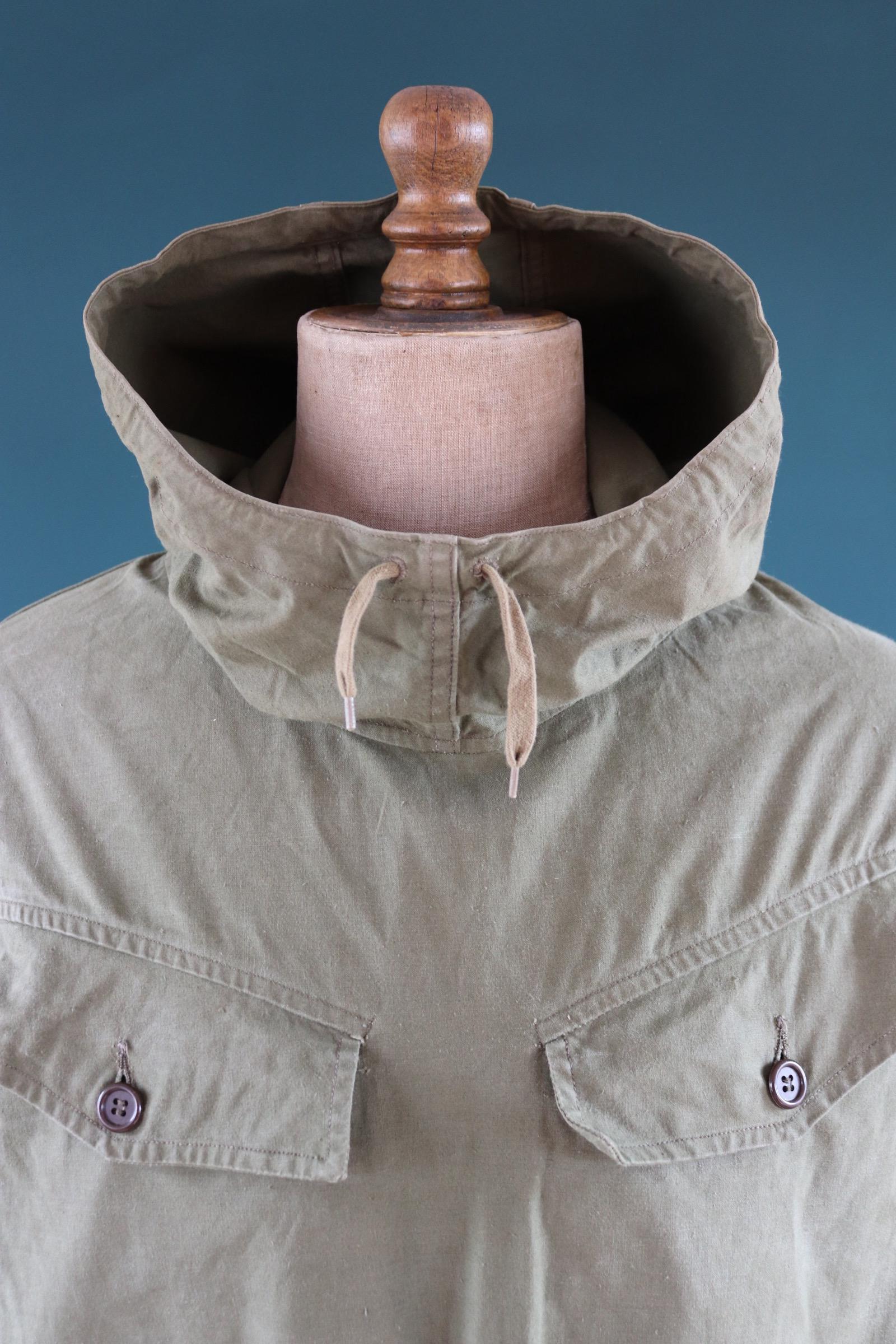 Vintage 1940s 50s French army smock - military anorak -M47 - 54” chest - for hiking