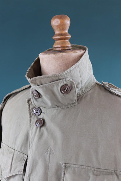 Vintage 1940s US army field jacket - WW2 M43 - green sateen cotton - 46” chest