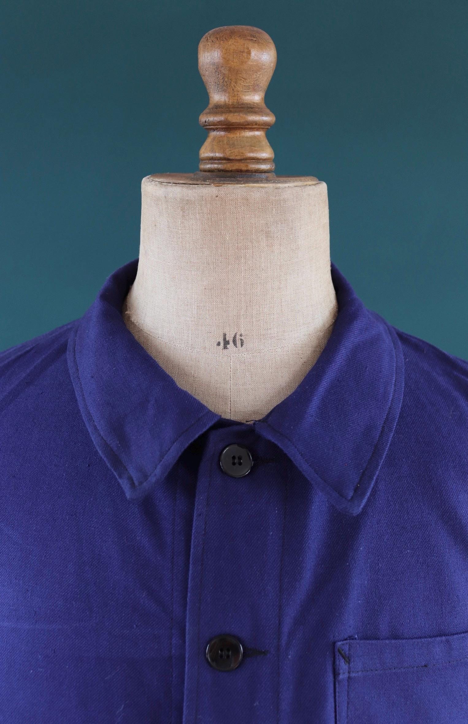 Vintage French blue workwear jacket - 1960s chore coat - 45” chest - bleu de travail - cotton twill - deadstock