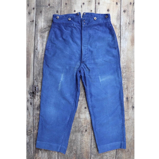 Vintage 1940s 50s French workwear trousers - moleskin chore pants - buckle back - 32” x 25”
