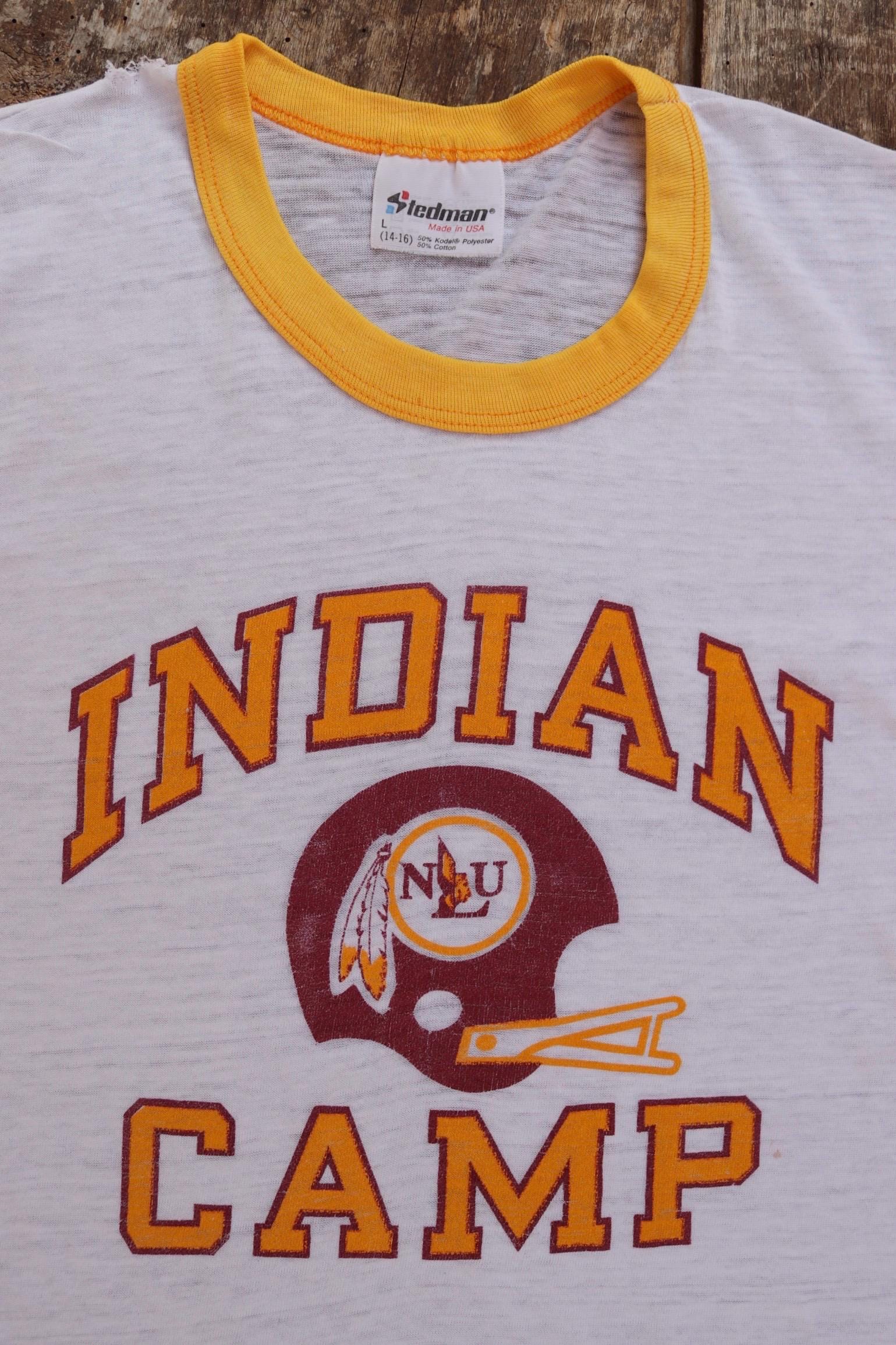 Vintage 1980s kids ringer t shirt - American football - paper thin - 31” chest - for age 7, 8, 9