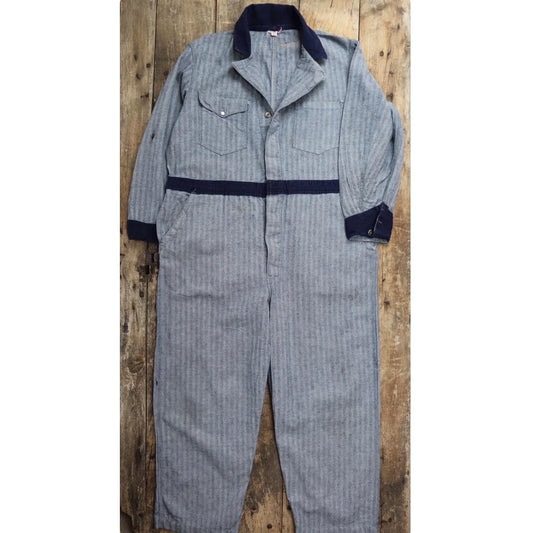Vintage 1960s workwear coveralls - herringbone denim overalls - 46” x 39” x 32” - mechanic boiler suit - Goodwood outfit