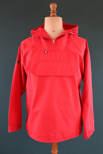 Vintage 1970s 80s red Danish smock - hiking anorak - 45” chest - for skiing or walking