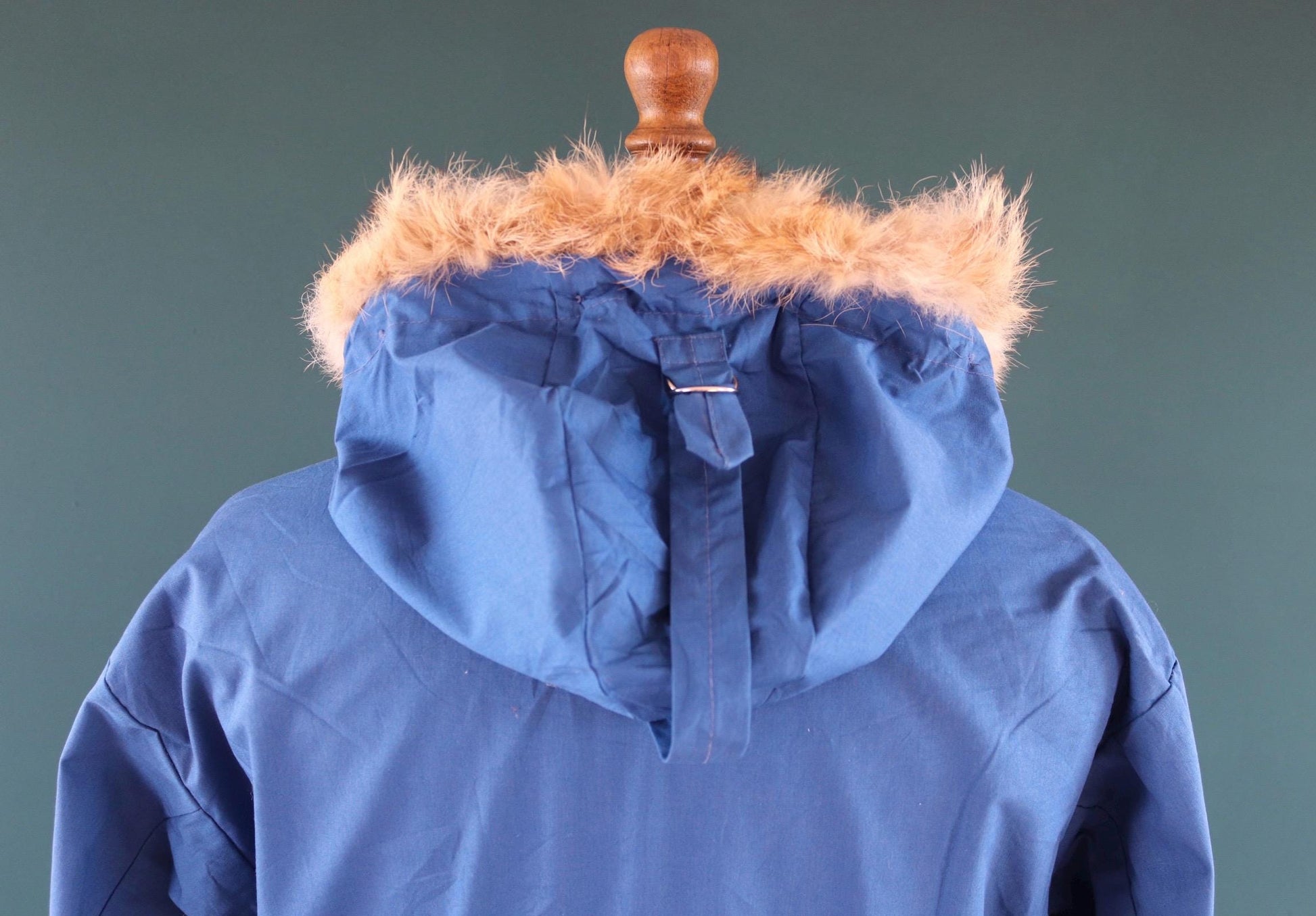 Vintage 2000s blue Norwegian smock - hiking anorak - 50” chest - fur trim hood - for skiing or walking