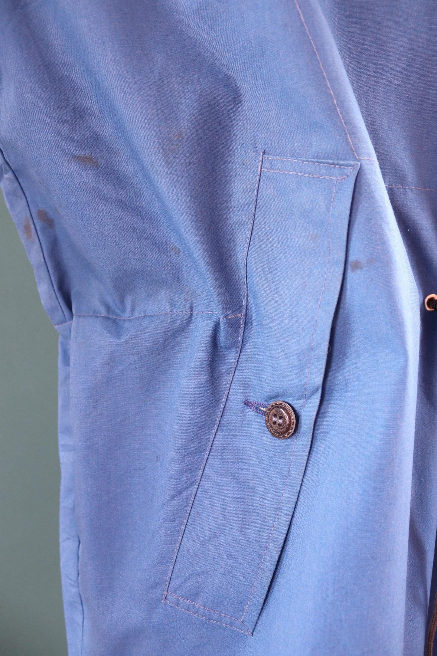 Vintage 2000s blue Norwegian smock - hiking anorak - 50” chest - fur trim hood - for skiing or walking