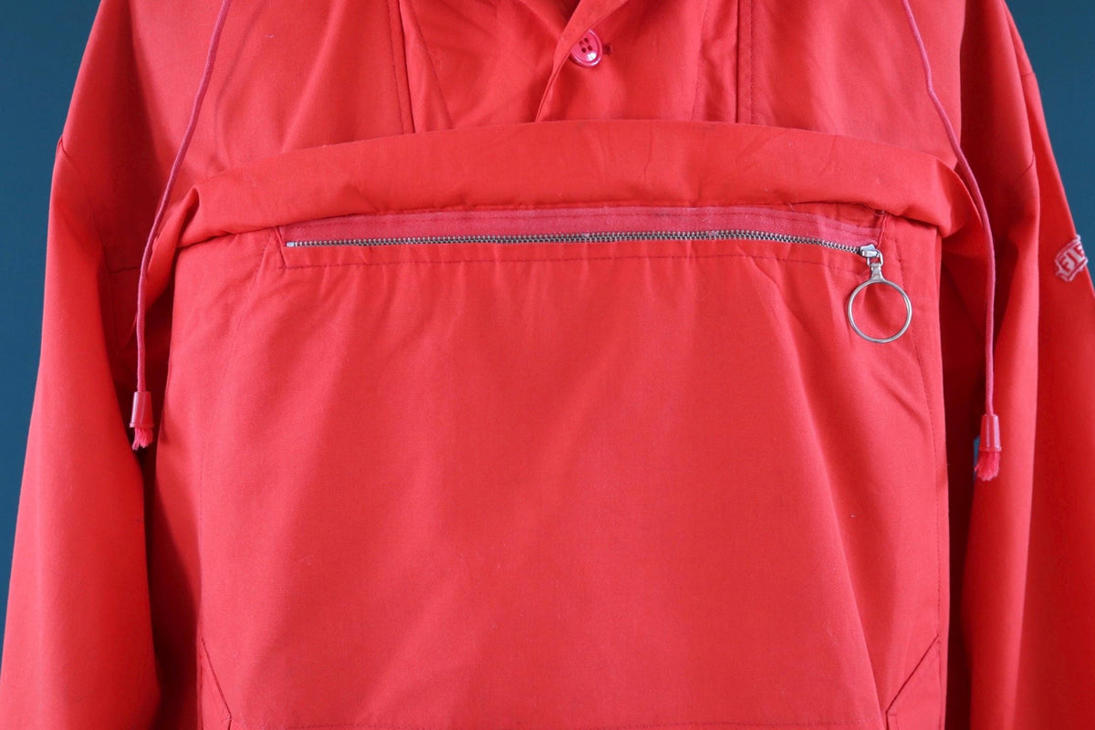 Vintage 1980s red Norwegian smock - hiking anorak - 53” chest - for walking or skiing