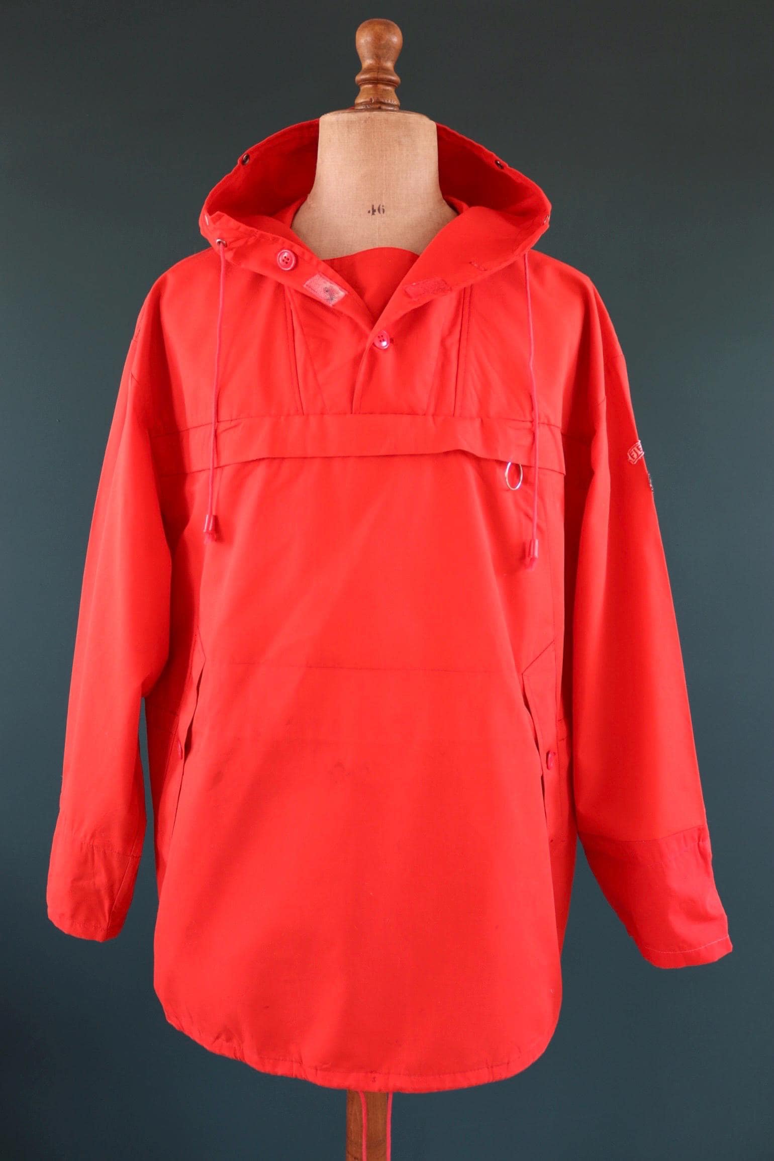 Vintage 1980s red Norwegian smock - hiking anorak - 53” chest - for walking or skiing