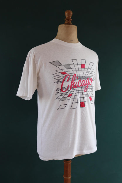 Vintage 1980s Chicago t shirt - dancefloor print - house music - 40” chest