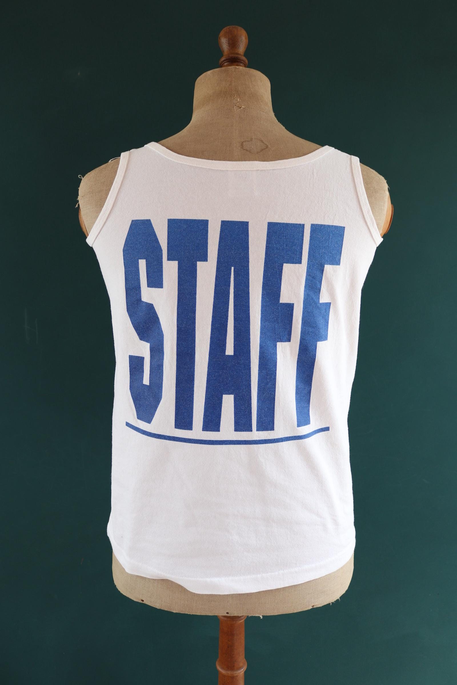 Vintage 1980s 1990s t shirt - neon and white vest - cheerleader print - cotton sportswear singlet - 39” chest