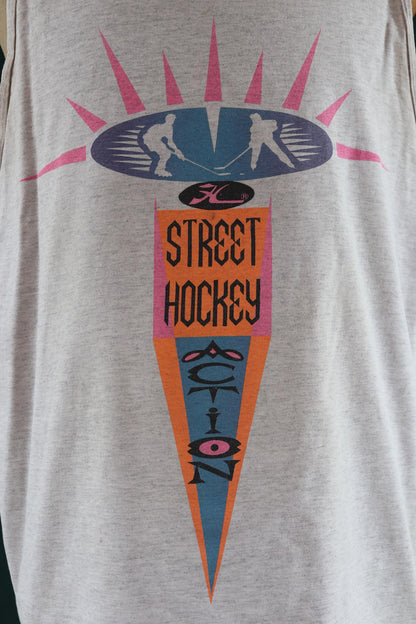 Vintage 1990s Hobie vest top - neon vest - street hockey graphic - surf singlet - 51” chest