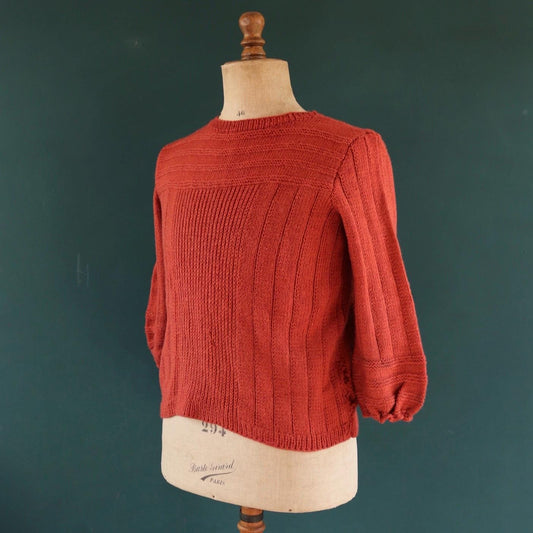 Vintage 1950s 60s French hand knitted sweater - handmade jumper - darned knitwear - 40” chest