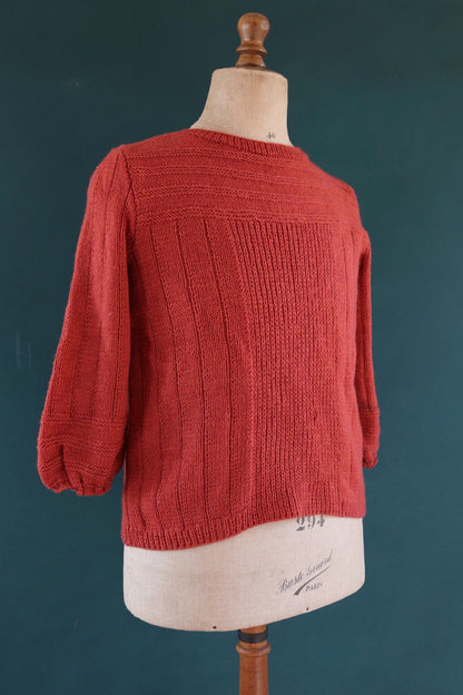 Vintage 1950s 60s French hand knitted sweater - handmade jumper - darned knitwear - 40” chest