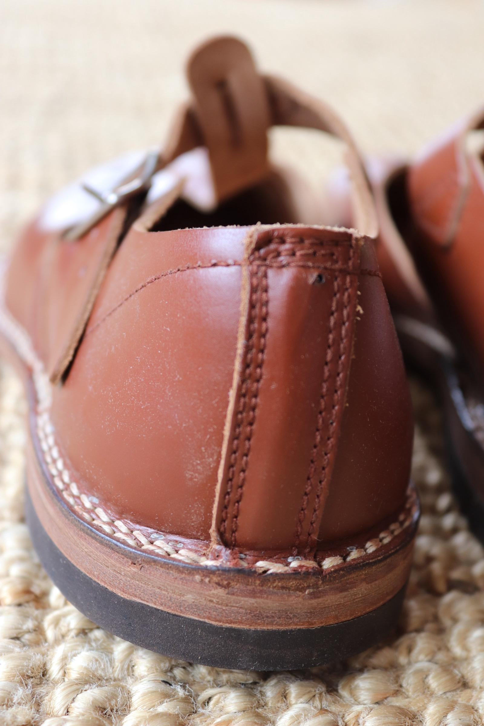 Vintage 1970s handmade brown leather sandals - t bar - deadstock Swedish shoes - size UK 7 EUR 40