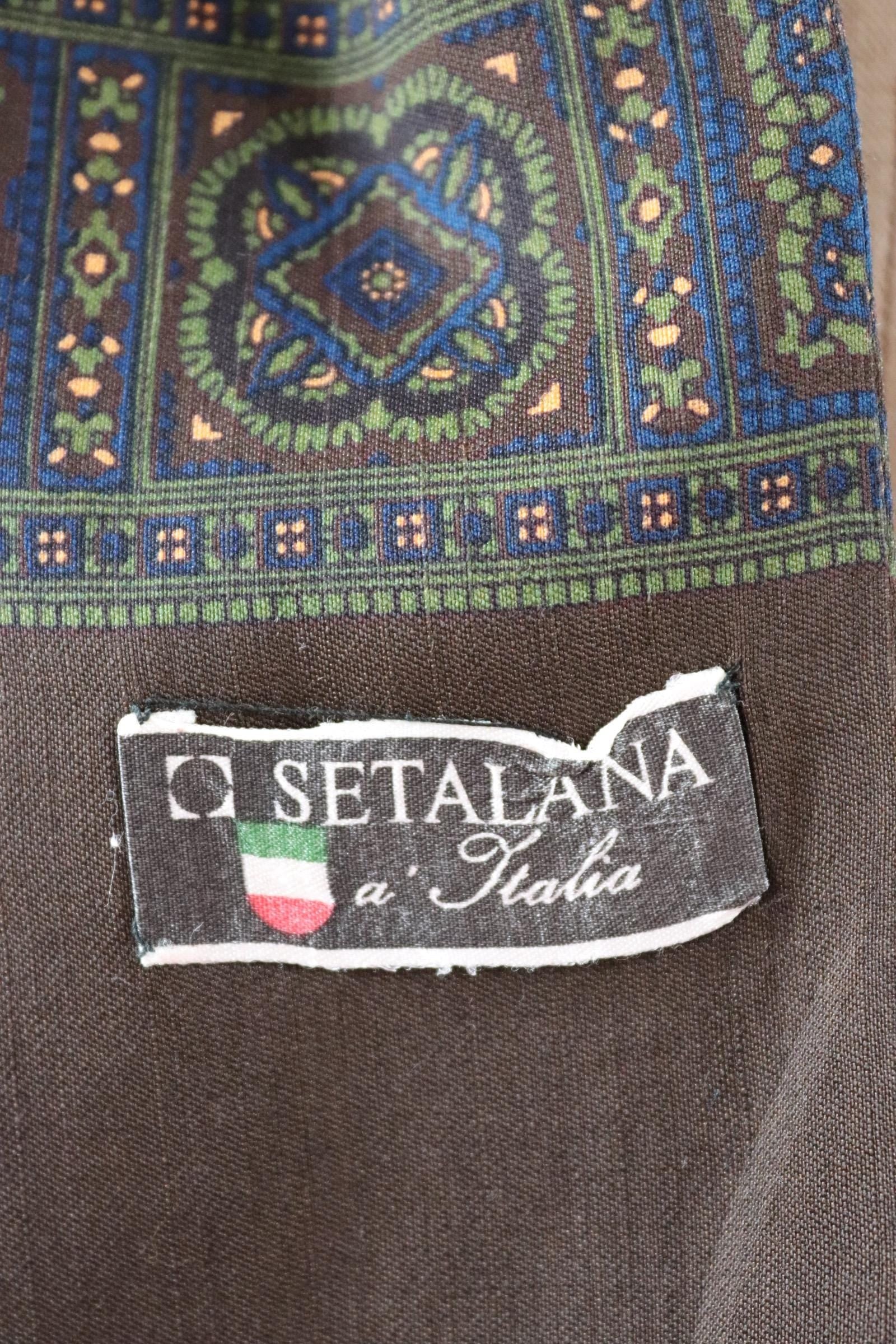 Vintage mens neck scarf - Italian wool and silk - brown blue and green - Goodwood festival - wedding attire