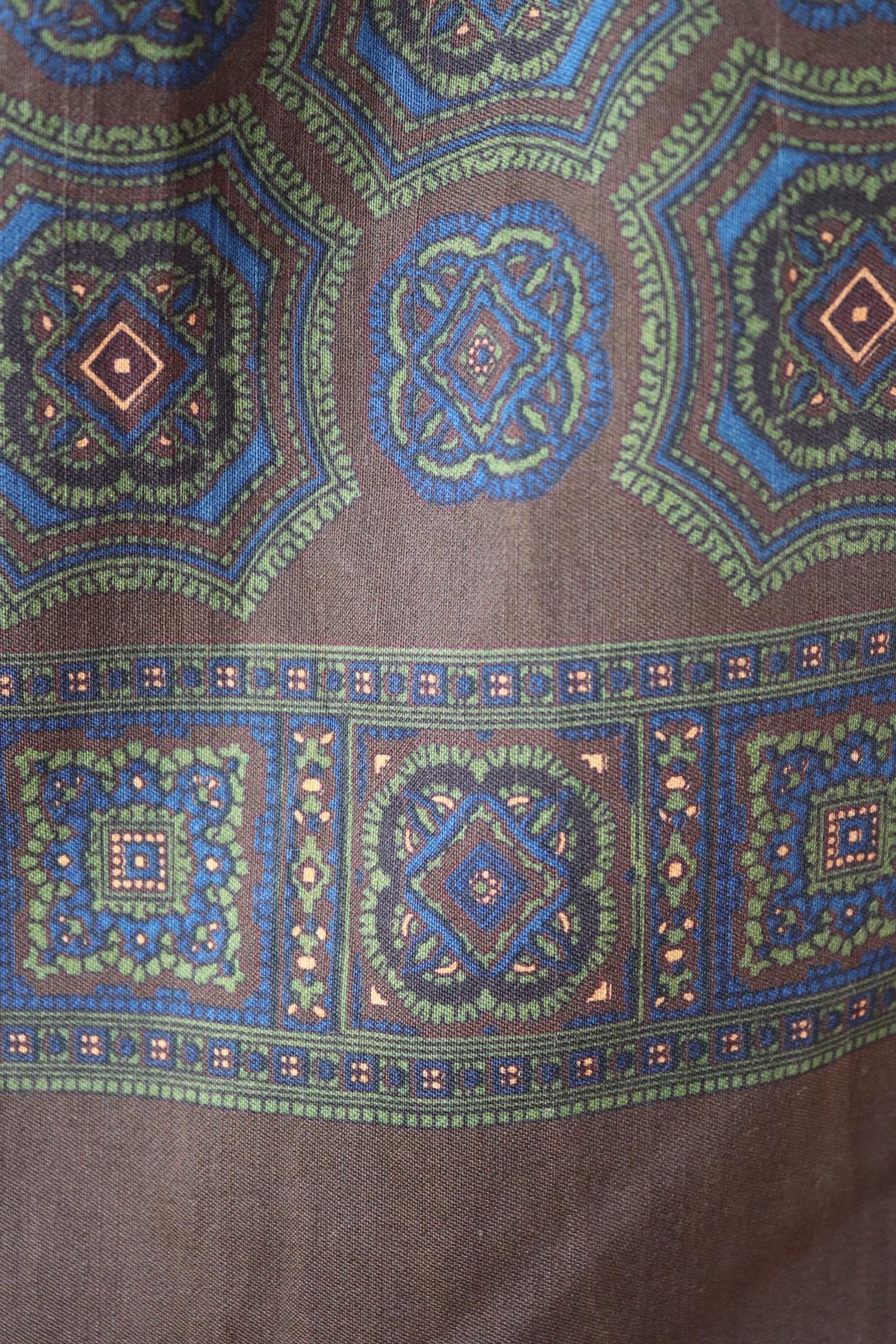 Vintage mens neck scarf - Italian wool and silk - brown blue and green - Goodwood festival - wedding attire
