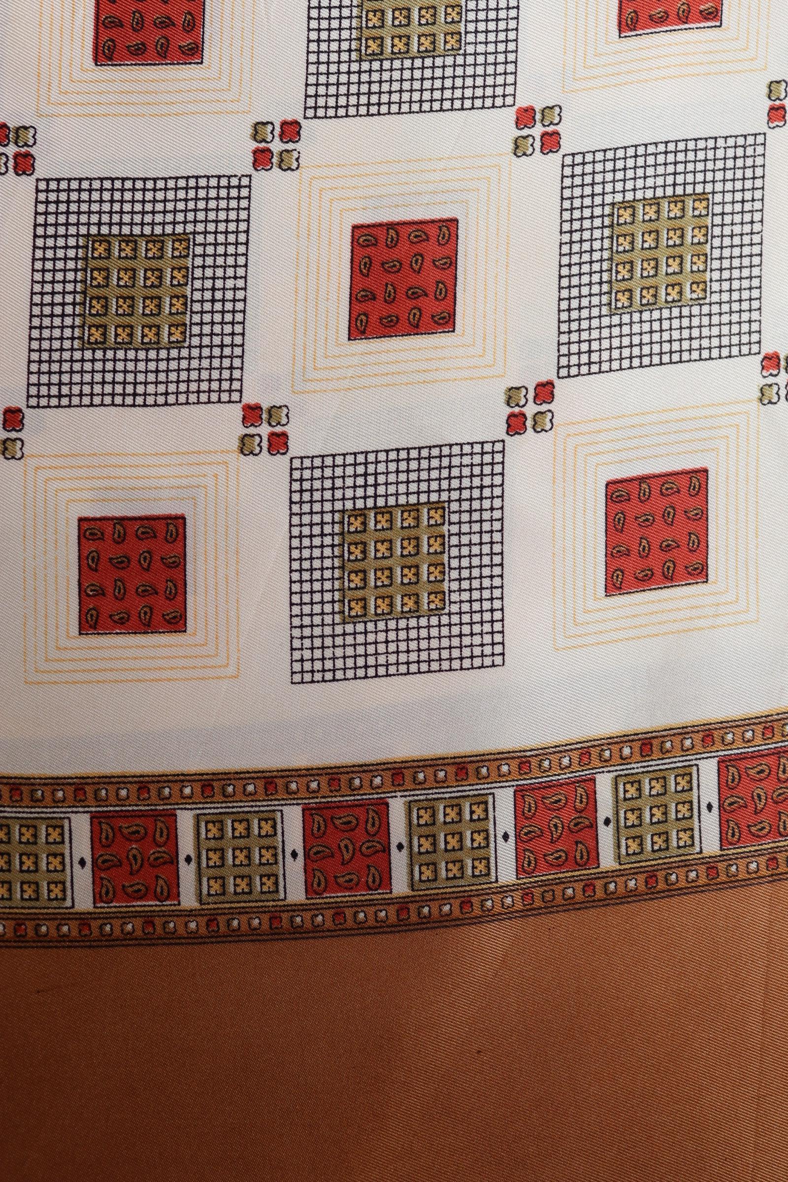 Vintage mod scarf - cream and brown - for Goodwood - wedding attire