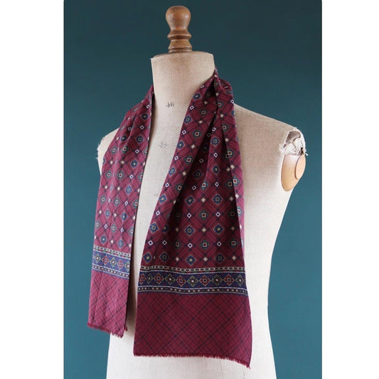 Vintage Italian scarf - silk and wool - mod style - Goodwood - wedding attire