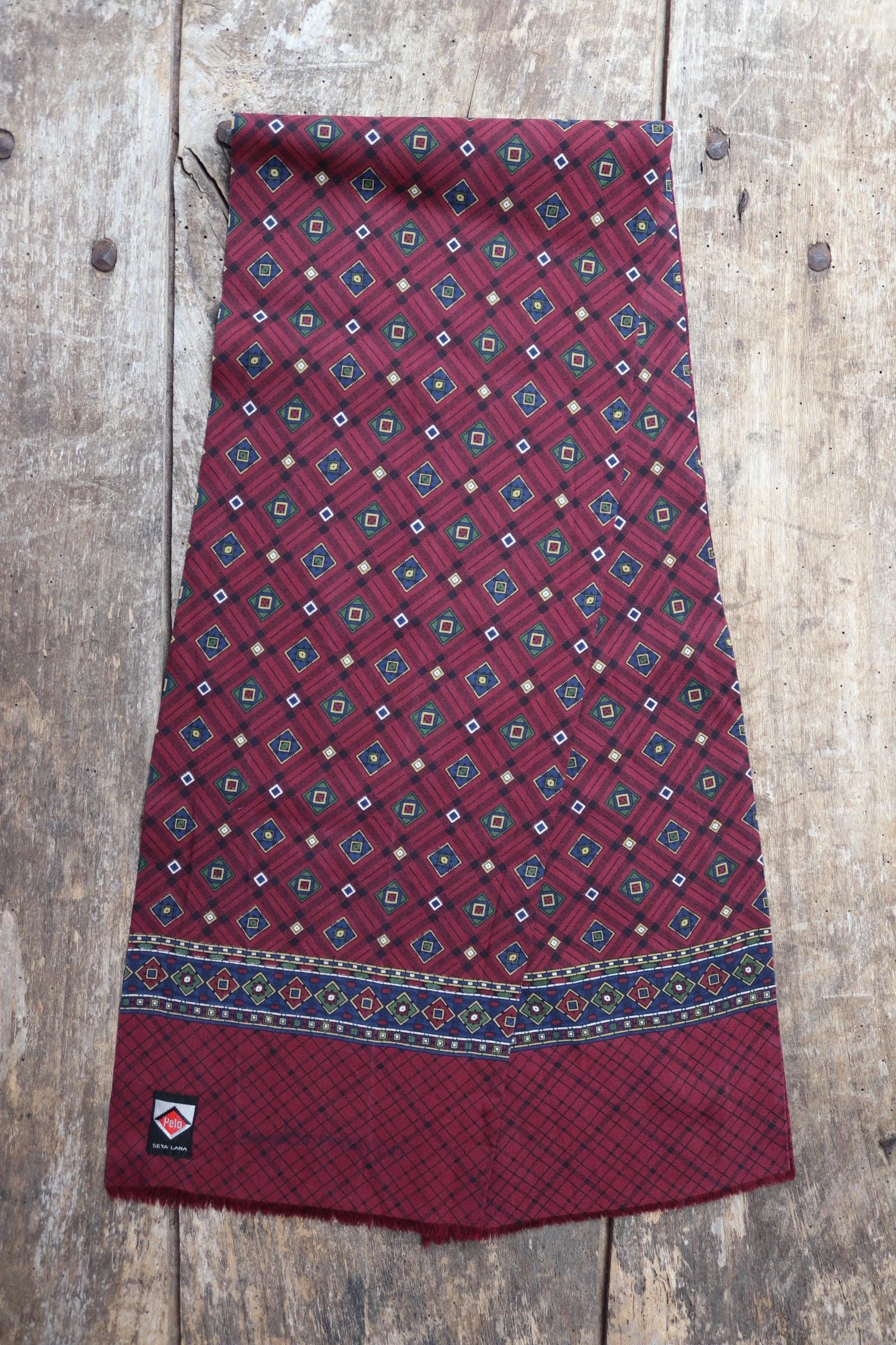 Vintage Italian scarf - silk and wool - mod style - Goodwood - wedding attire