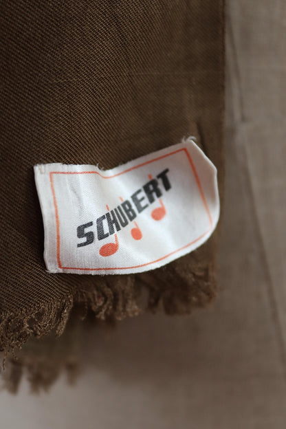 Vintage mens neck scarf - wool and silk - brown and green - Goodwood festival - wedding attire