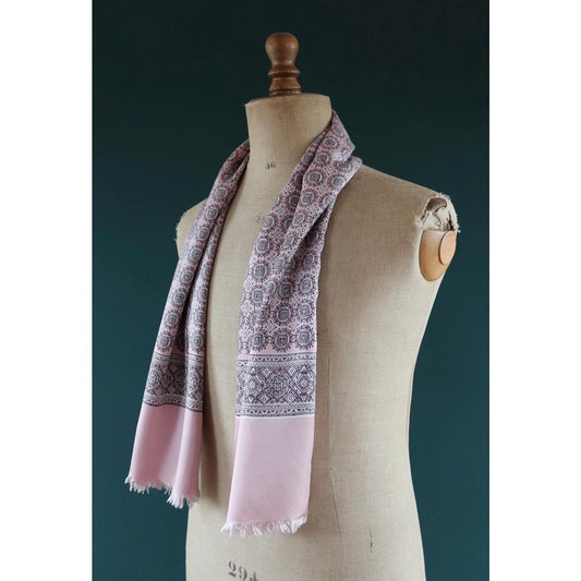 Vintage mens neck scarf - pink and white - mod style - Goodwood festival - wedding attire