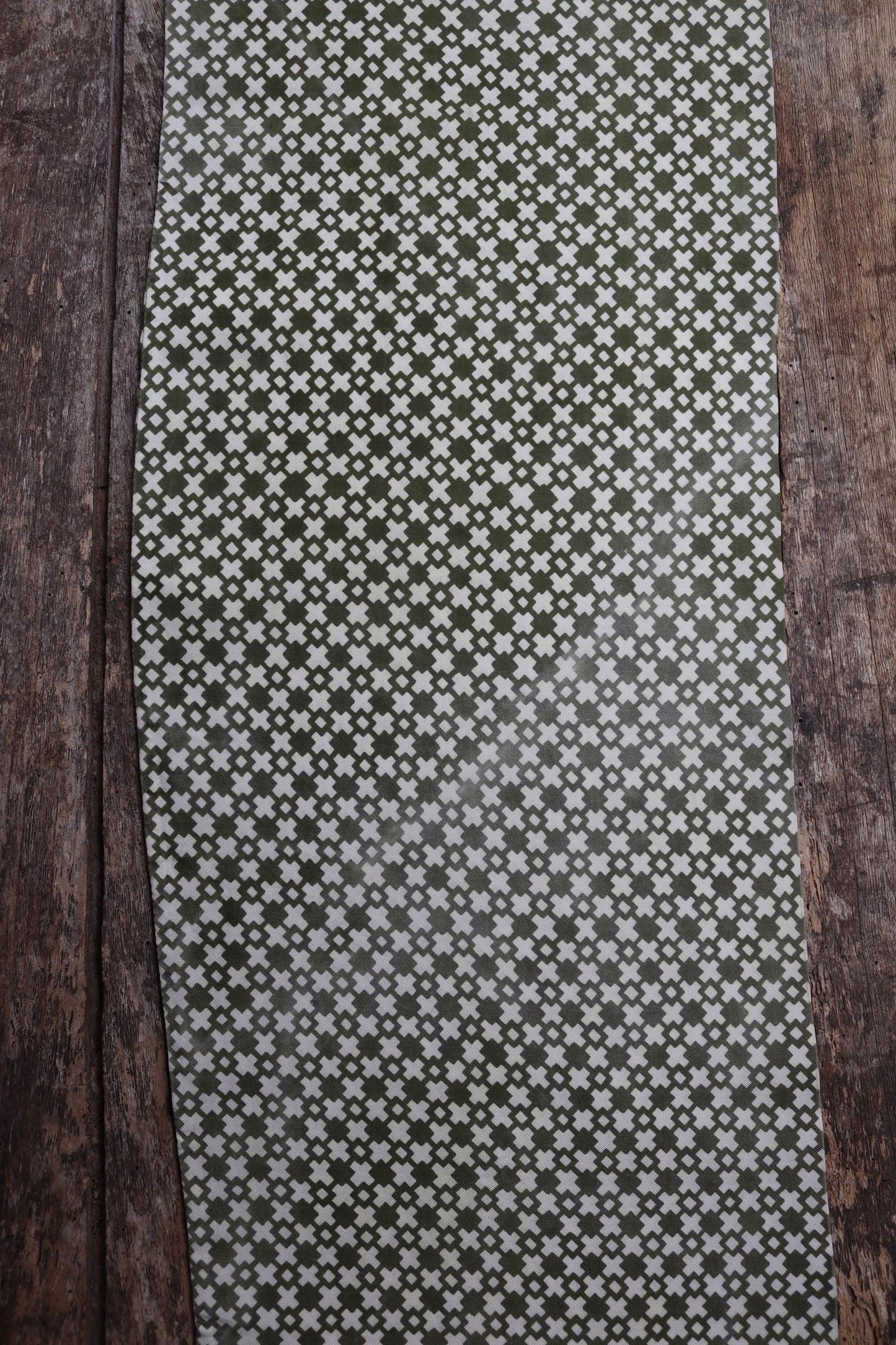 Vintage mens neck scarf - green and cream - mod style - Goodwood festival - wedding attire