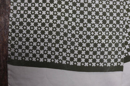 Vintage mens neck scarf - green and cream - mod style - Goodwood festival - wedding attire