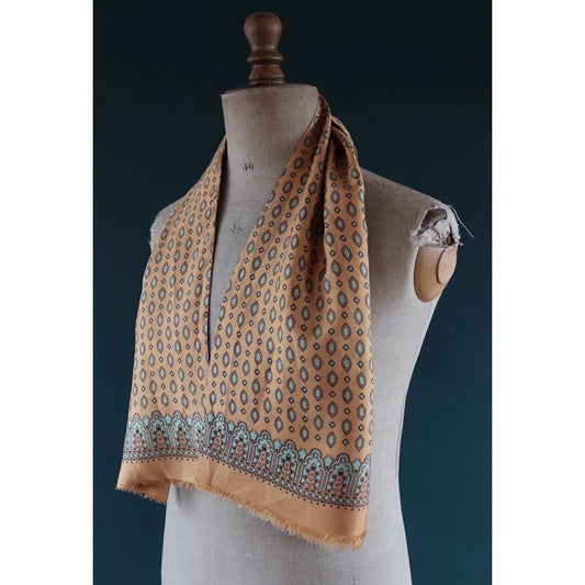 Vintage mens neck scarf - ochre and turquoise - mod style - Goodwood festival - wedding attire