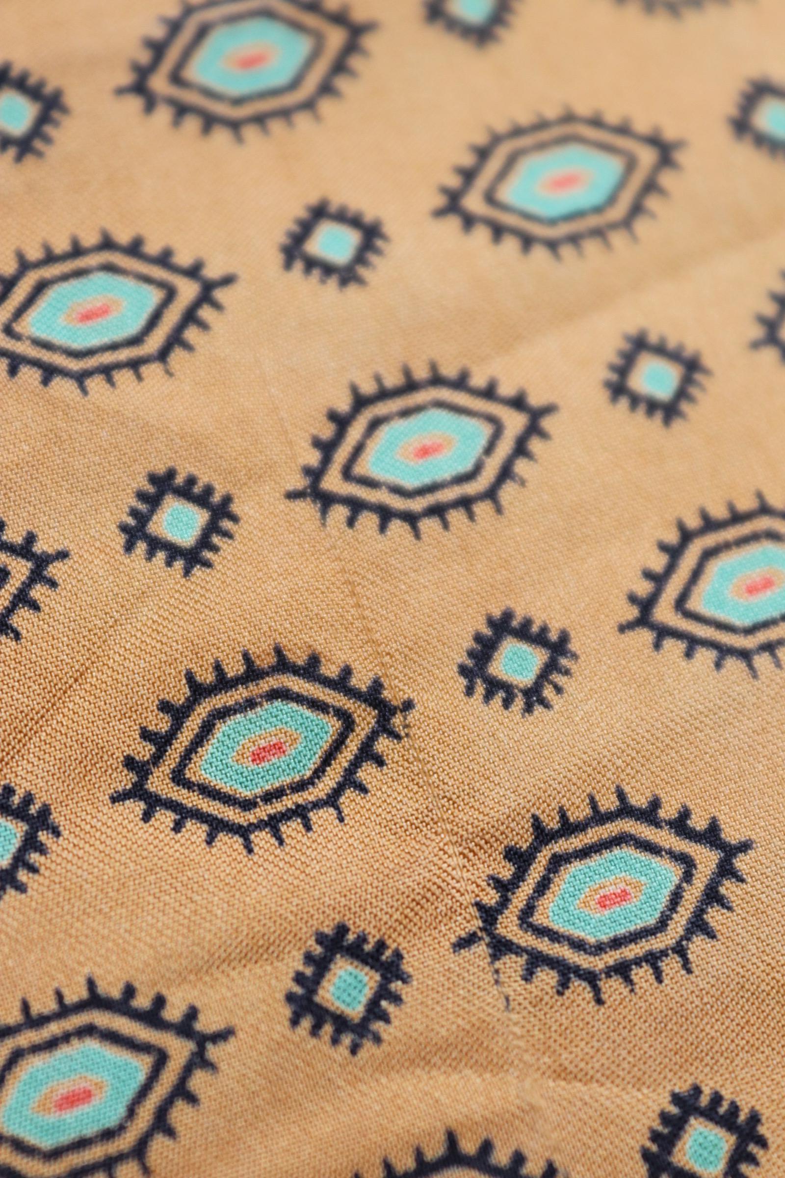 Vintage mens neck scarf - ochre and turquoise - mod style - Goodwood festival - wedding attire