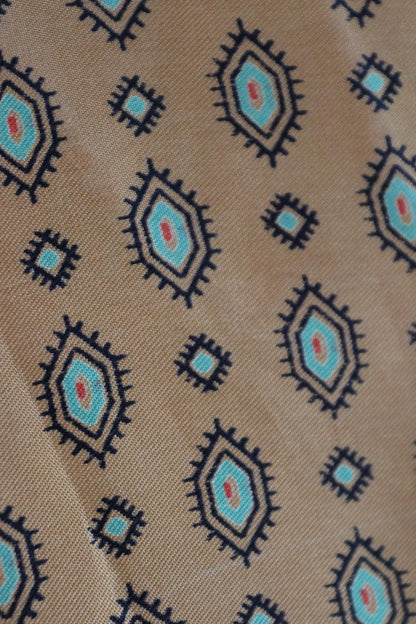 Vintage mens neck scarf - ochre and turquoise - mod style - Goodwood festival - wedding attire