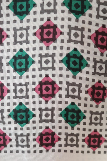 Vintage mens neck scarf - pink and green - mod style - Goodwood festival - wedding attire