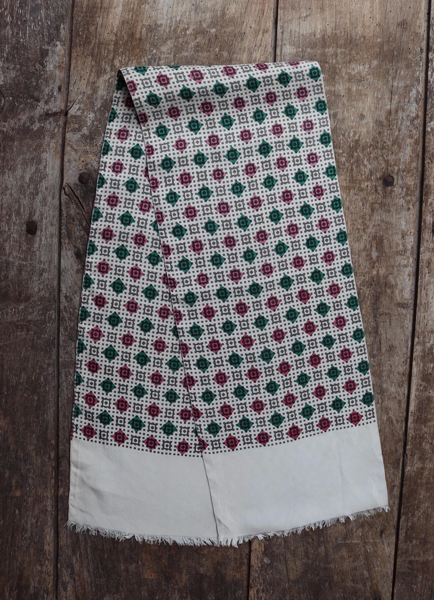 Vintage mens neck scarf - pink and green - mod style - Goodwood festival - wedding attire