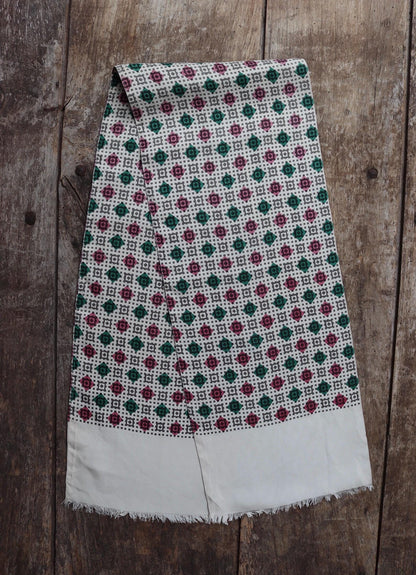 Vintage mens neck scarf - pink and green - mod style - Goodwood festival - wedding attire