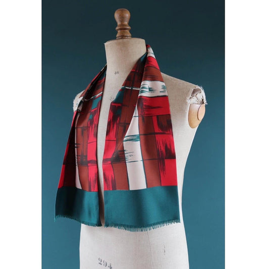 Vintage mens neck scarf - green and red - mod style - Goodwood festival - wedding attire