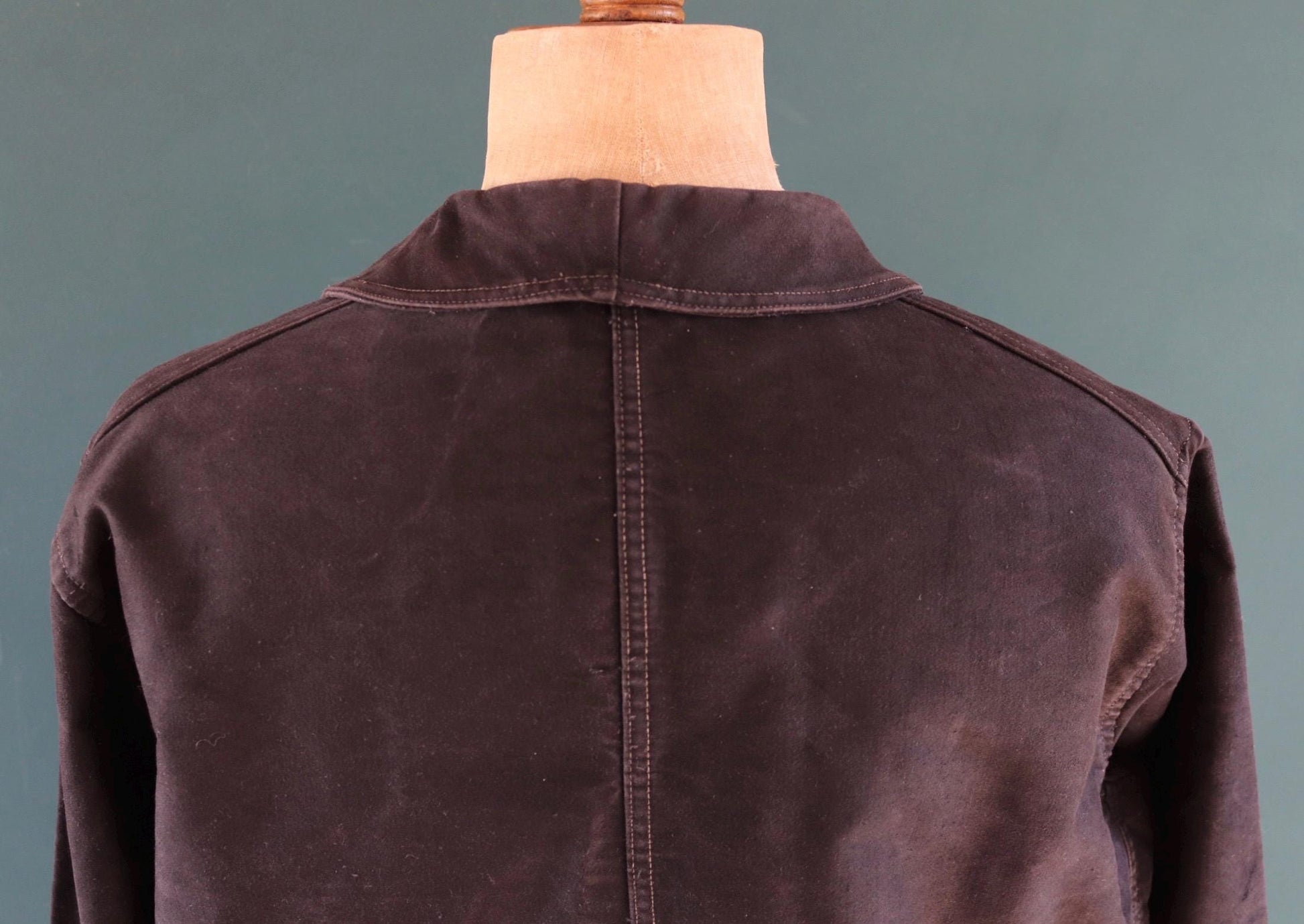 Vintage French black moleskin workwear jacket - L’Ange Bleu - 1950s chore coat - sun faded chore coat - 49” chest