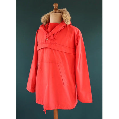 Vintage 1970s 80s red Norwegian smock - hiking anorak - 48” chest