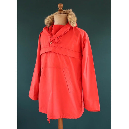 Vintage 1970s red Norwegian smock - 1980s hiking anorak - 48” chest