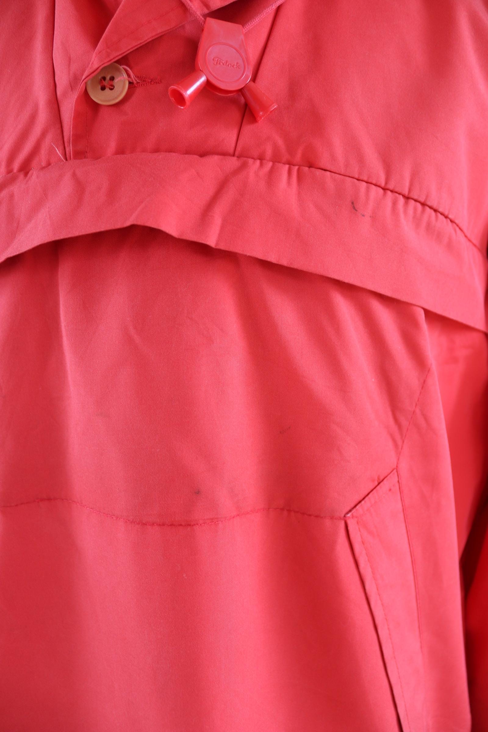 Vintage 1970s 80s red Norwegian smock - hiking anorak - 48” chest
