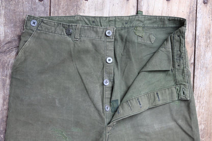 Vintage 1940s 50s Swedish army trousers - military workwear - cotton twill buckle back pants - utility field chore - 34” x 30”