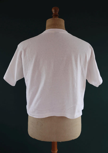 Vintage 1980s cropped t shirt - Dallas - neon print - boxy fit - 44” chest