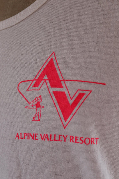 Vintage 1990s white and neon vest - Alpine golf resort - surf style for beach or gym - singlet t shirt - 40” chest