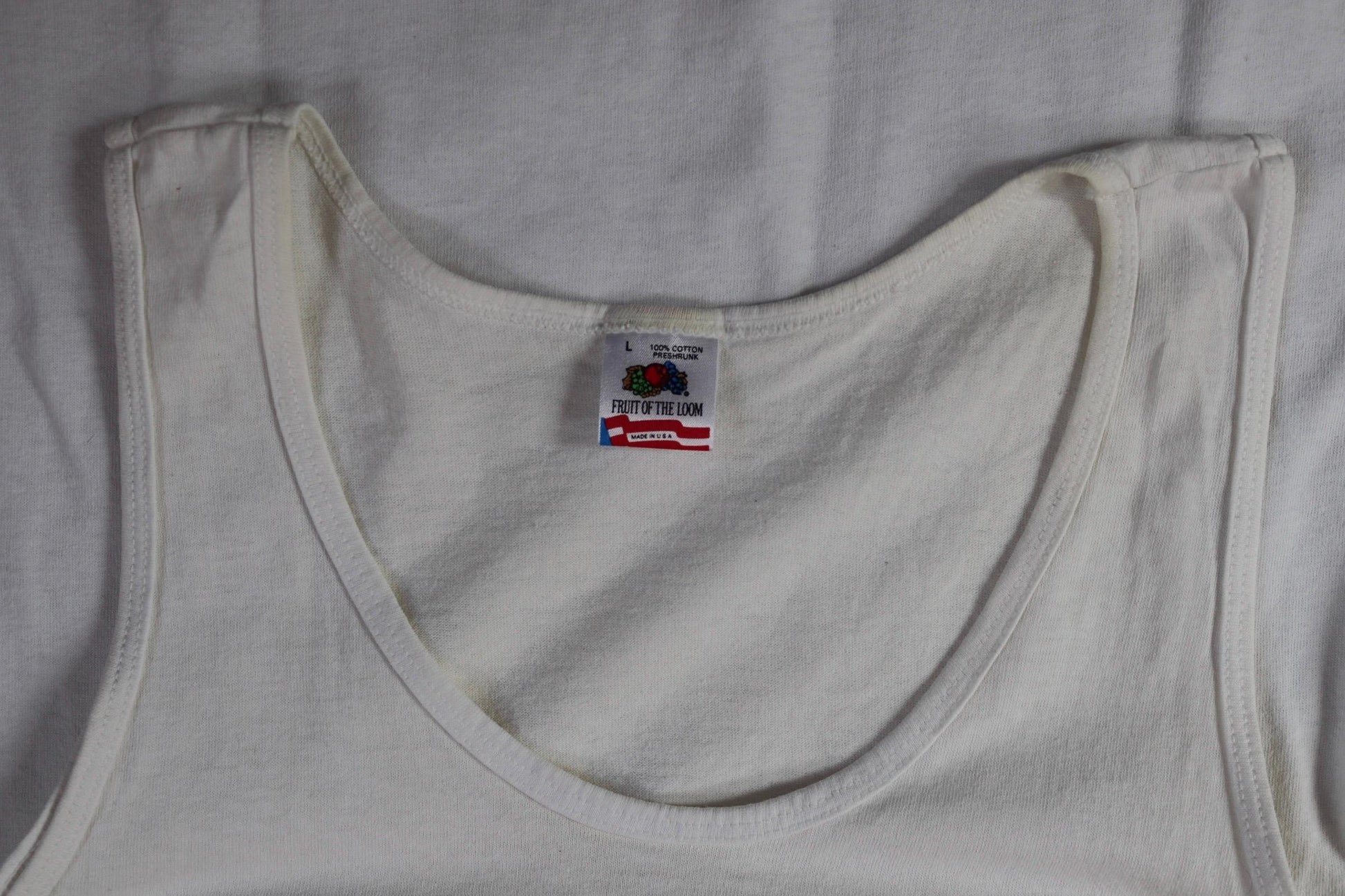 Vintage 1990s white and neon vest - Alpine golf resort - surf style for beach or gym - singlet t shirt - 40” chest