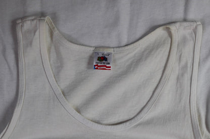 Vintage 1990s white and neon vest - Alpine golf resort - surf style for beach or gym - singlet t shirt - 40” chest