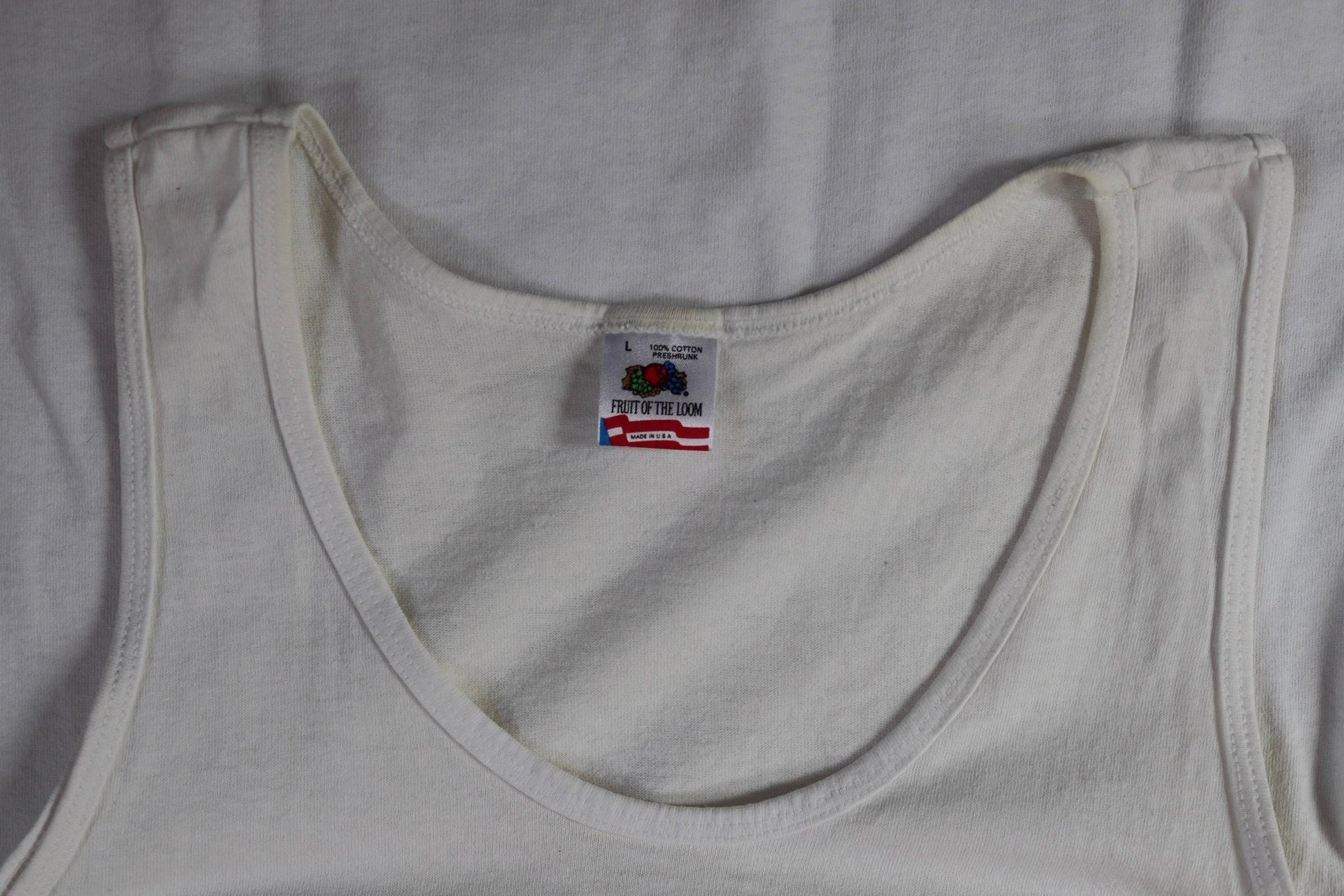 Vintage 1990s white and neon vest - Alpine golf resort - surf style for beach or gym - singlet t shirt - 40” chest