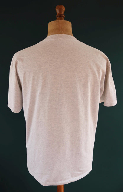 Vintage 1990s Seattle t shirt - designer fish - neon print - grey marl - 42” chest