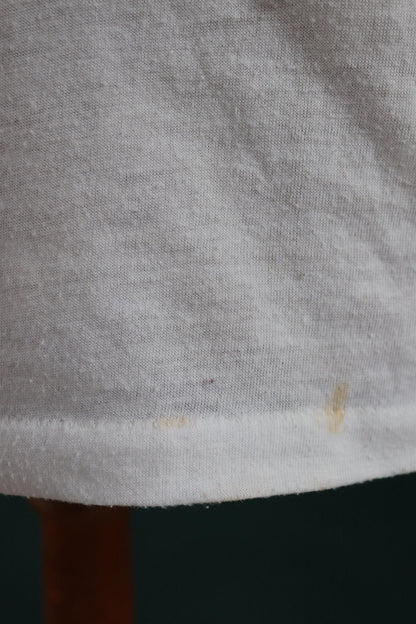 Vintage 1980s NYC white t shirt - single stitch - car dealership tee - Renault car print - 42” chest